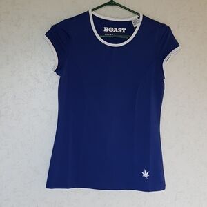 Boast woman's size small blue and white court shirt, EUC